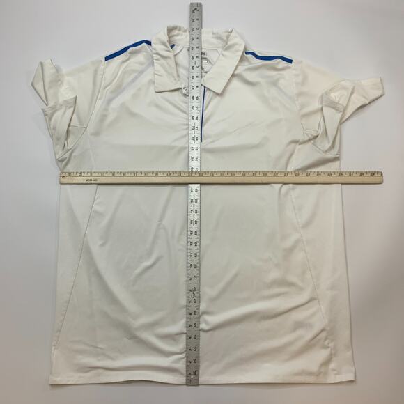 Adidas Golf Shirt Mens 2XL White Puremotion CoolMax Snap Button Collar Athletic - Picture 4 of 11